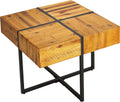 Landon End Table, Solid Wood with Black Metal Frame