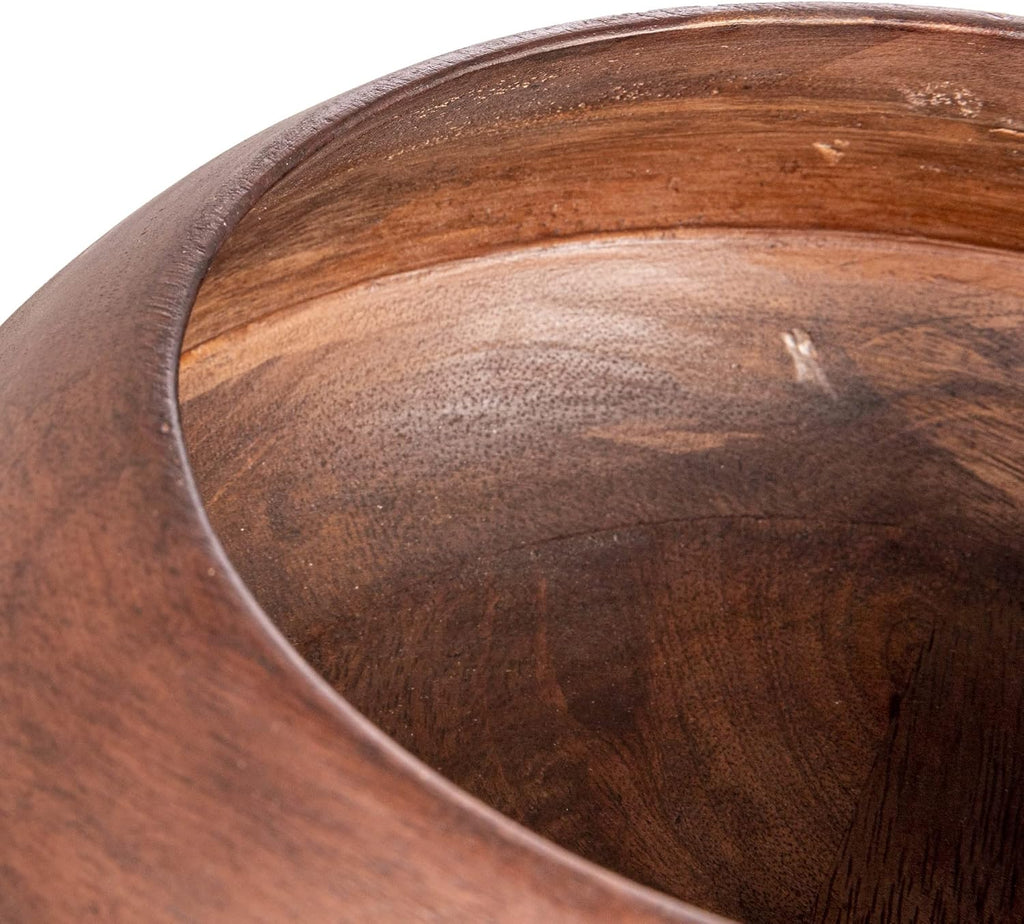 Modern round Wood Bowl, Walnut Finish