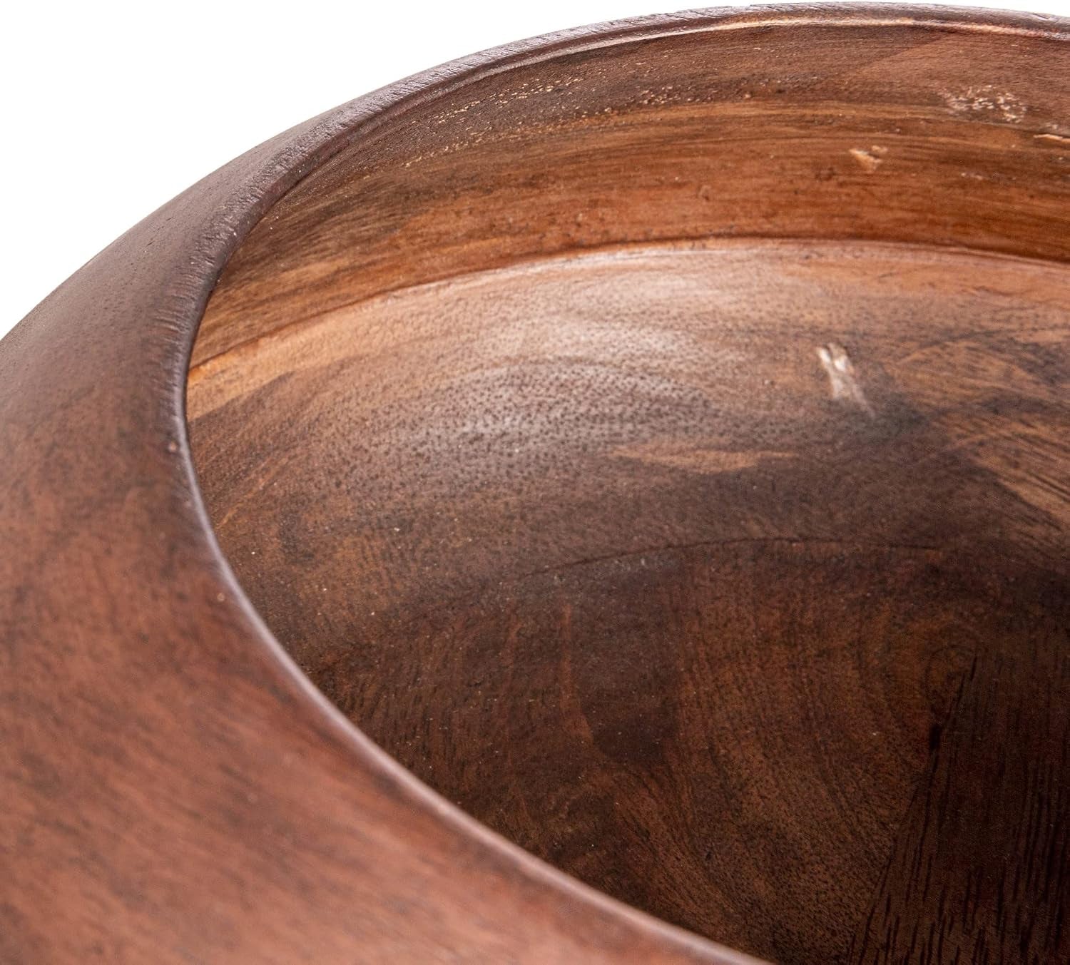 Modern round Wood Bowl, Walnut Finish
