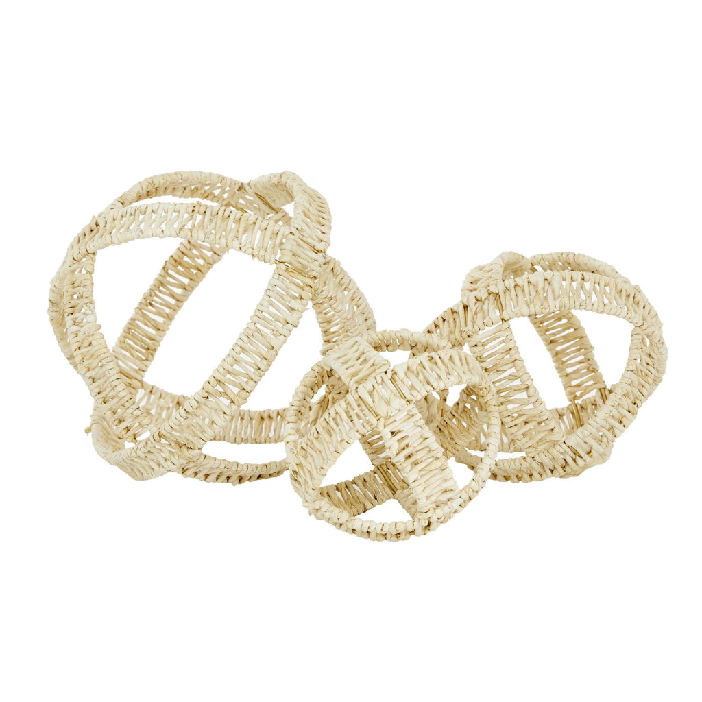 9", 7", 5"H Cream Dried Plant Handmade Woven Orb Geometric Sculpture, by  (3 Count)