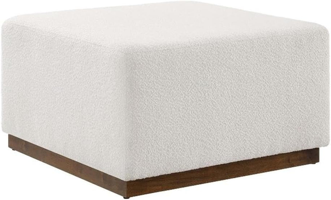 Large 28" Square Boucle Upholstered Upholstered Ottoman