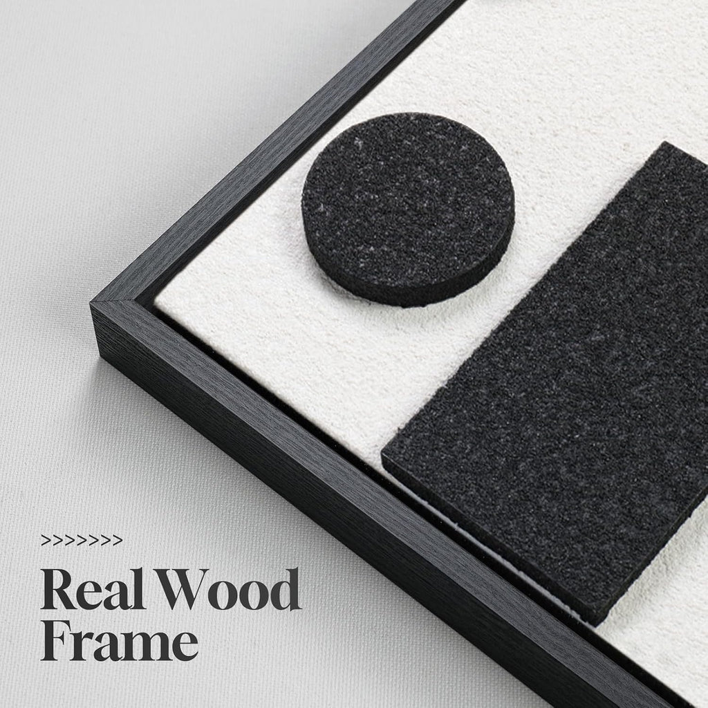 Black and white textured abstract framed wall art