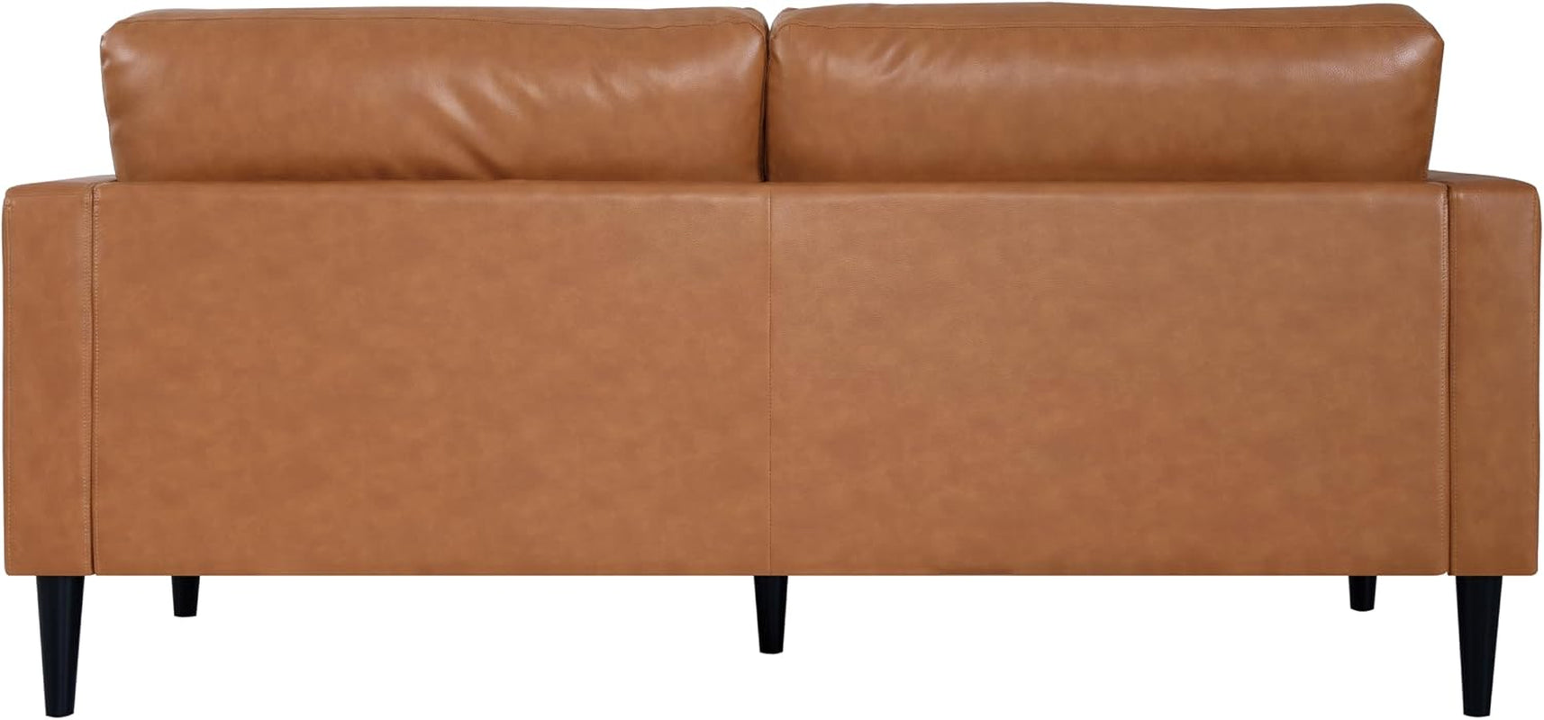 Marisa Genuine Leather Mid-Century Modern Sofa, Tan | Removable Cushions, Matching Bolster Pillows, Plush Foam Comfort, Sturdy Hardwood Frame, Spacious 3-Seater Seating