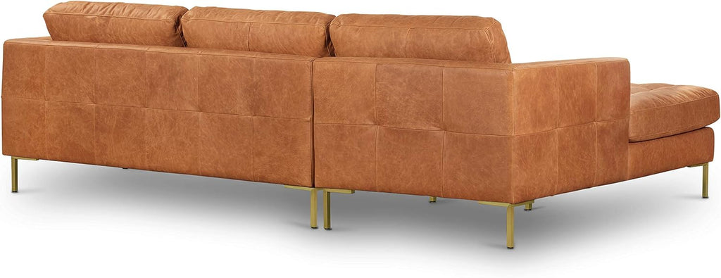 Cognac tan Italian leather sectional