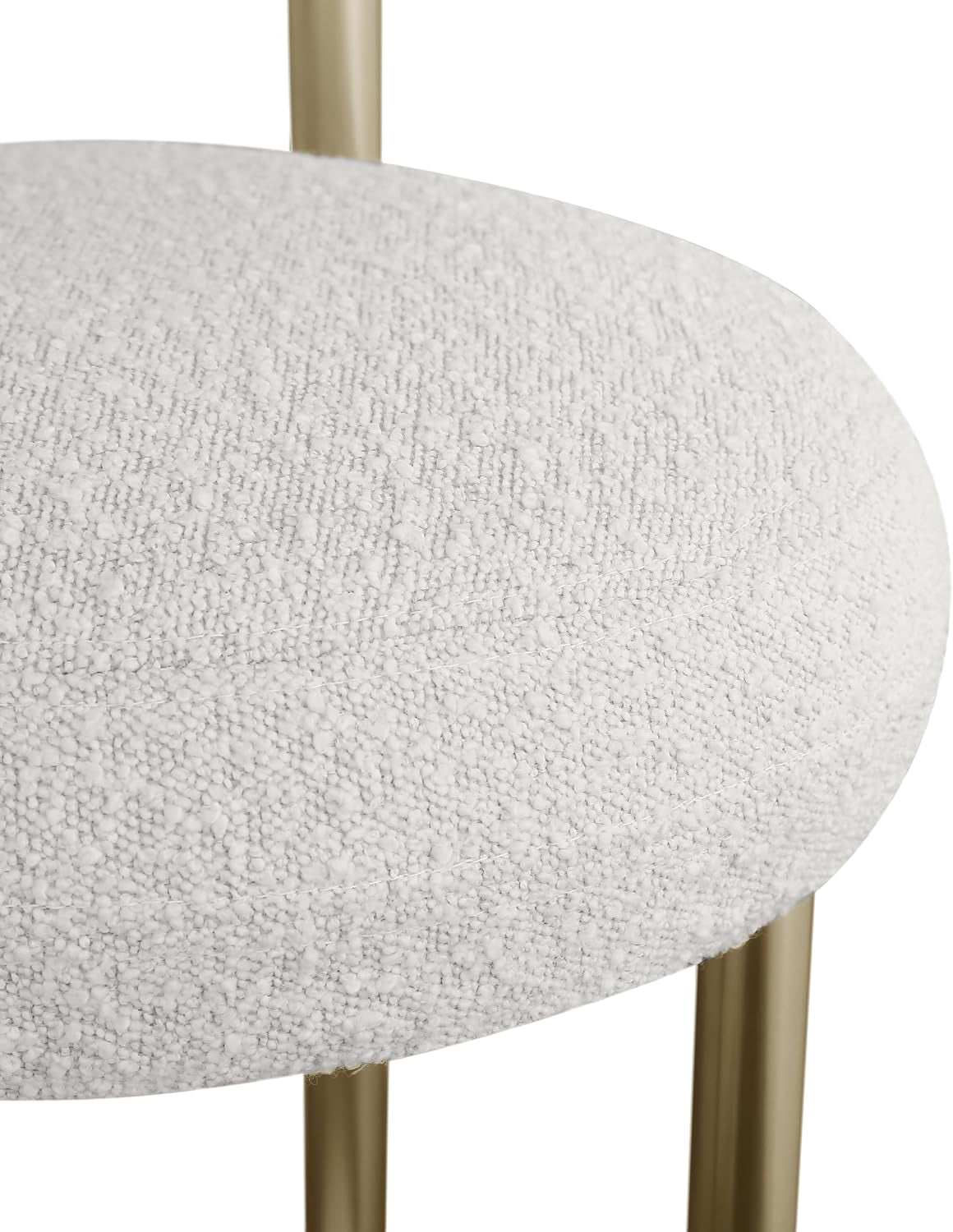 Meridian Furniture 547Cream-C Bordeaux Collection Modern | Contemporary Boucle Fabric Stool, Rich Cream Boucle Fabric, Brushed Brass Finish, Iron Metal Frame, 23" W X 22" D X 35.5" H, Cream, Set of 2