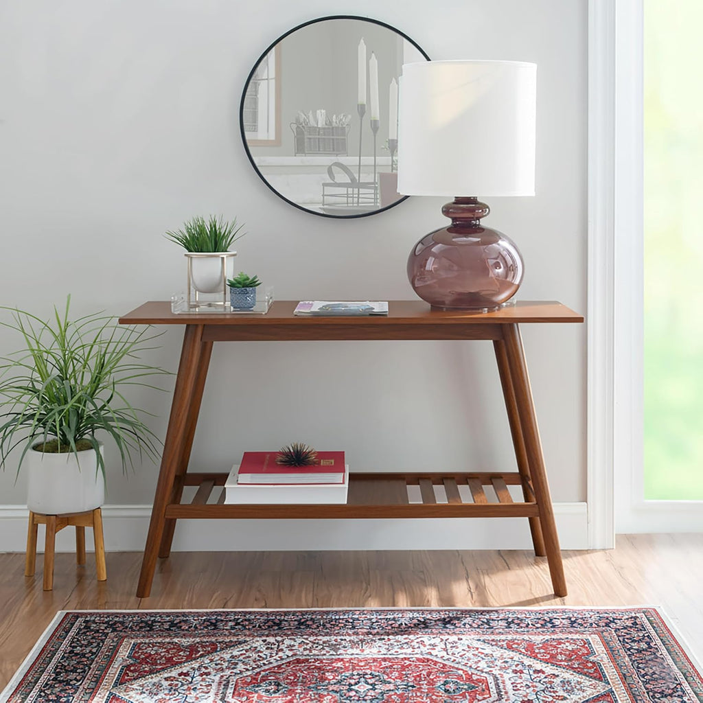 Melissa Mid-Century Modern Walnut Console Table