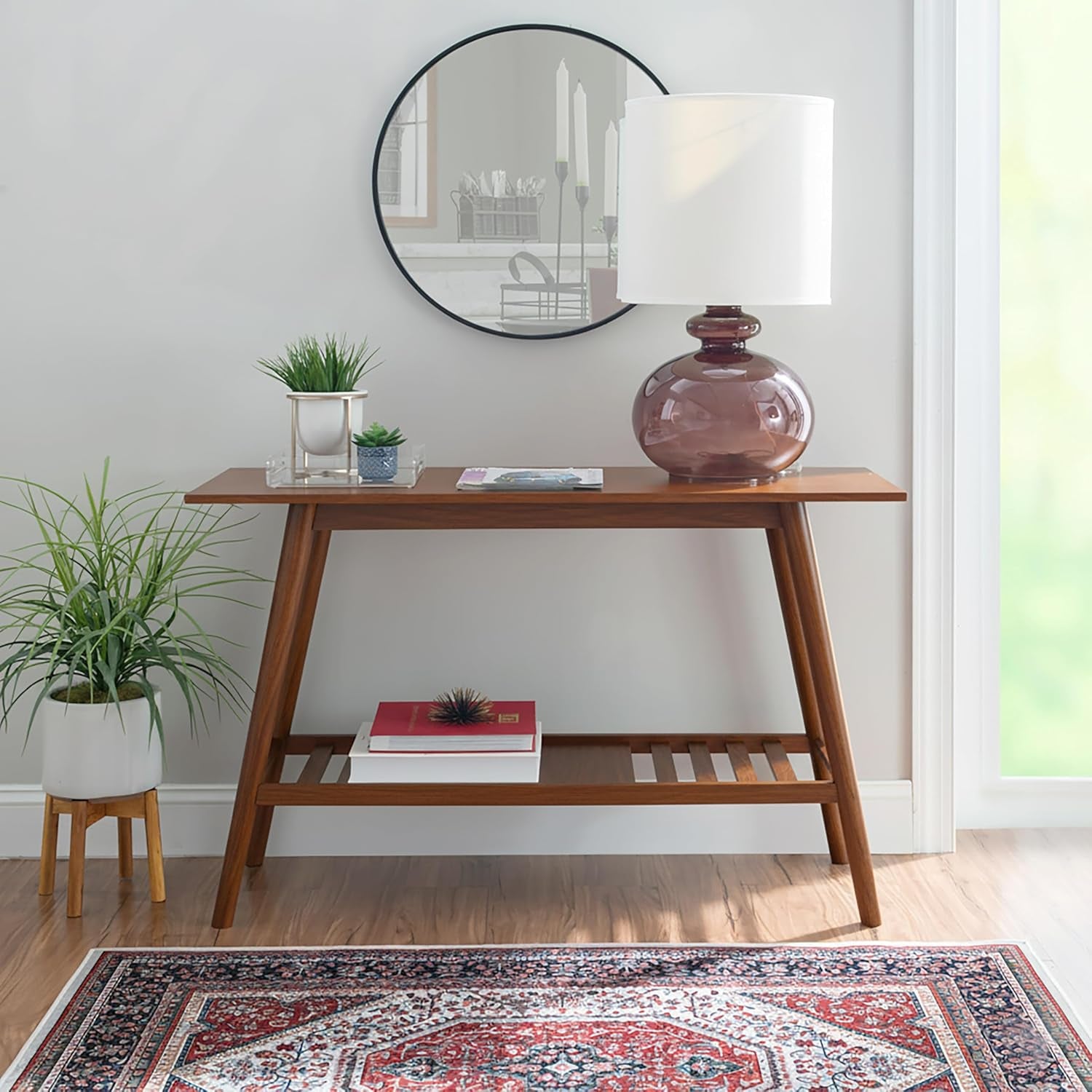 Melissa Mid-Century Modern Walnut Console Table