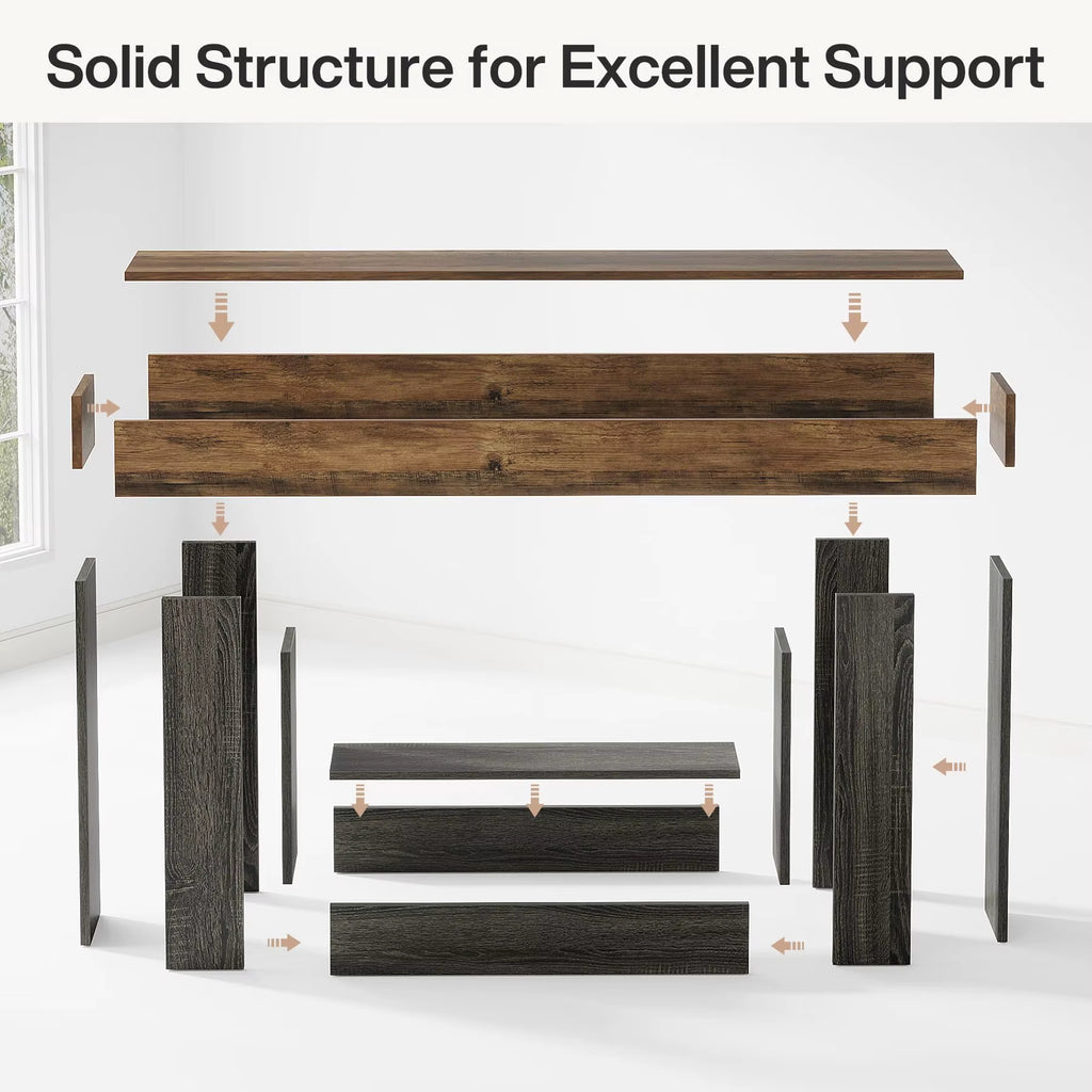 Farmhouse two tier wood console table