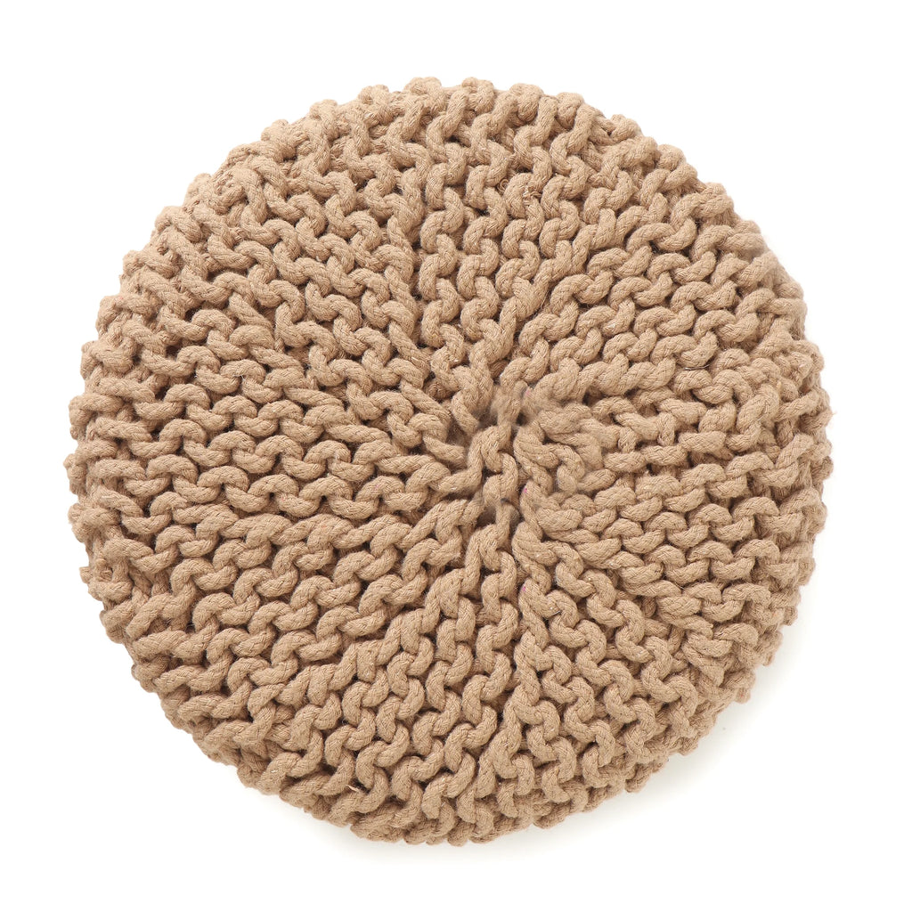 ·  · Cylindrical Hand Knitted Pouf - Foot Stool Ottoman - Cord Boho Pouffe - Cotton round Poof for Home Decor - Living Room - Nursery - Bedroom - Patio (16"X16"X16") - Beige, Set of 2