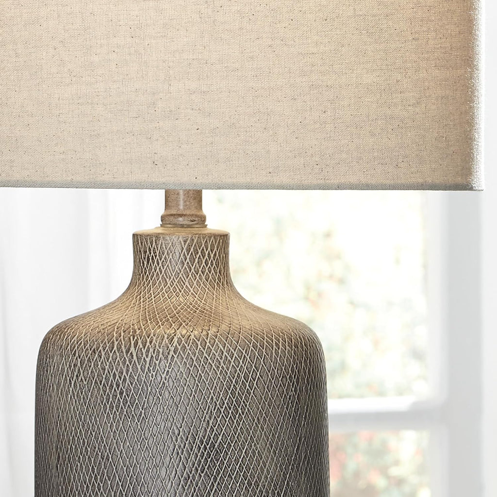 Signature Design by Ashley Linus 24.5" Ceramic Bedside Table Lamp, Black