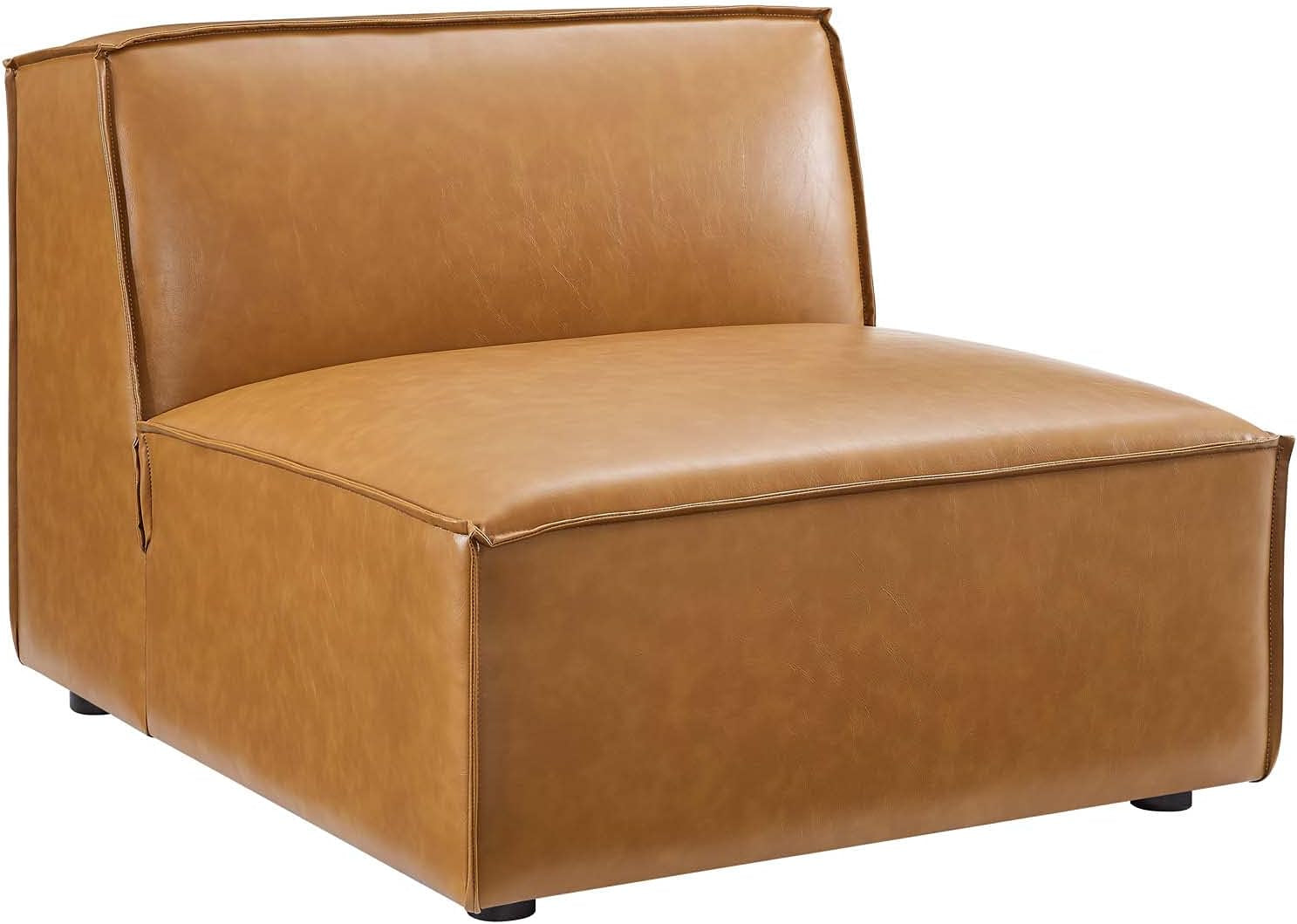 Restore Vegan Leather Sectional Sofa, 82 X 164 X 28, Tan