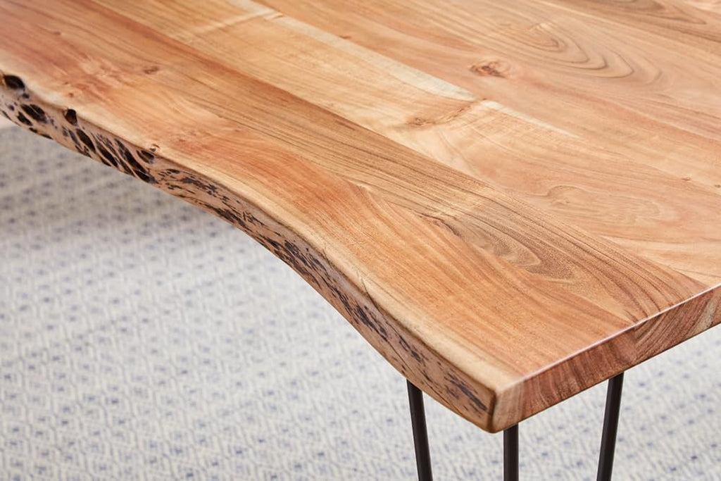 Coaster Home Furnishings - Sherman - Solid Acacia Wood - Live-Edge Dining Table with Hairpin Metal Legs - Dining Room - 71-Inch - Natural Acacia and Gunmetal - 190911