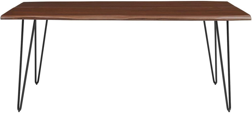 Ardor 74" Live Edge Acacia Wood Rectangular Dining Table in Black Walnut