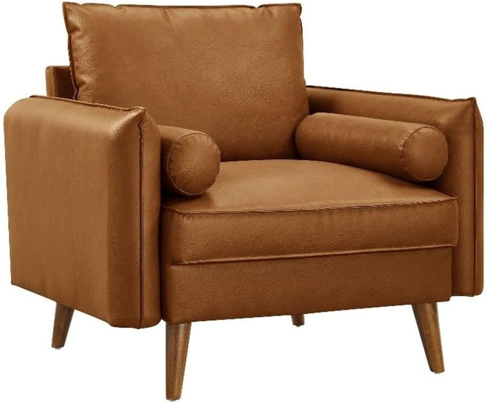 Tan faux leather accent armchair