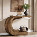 43.3" Mid-Century Modern Console Table for Entryway, Wood C-Shaped Hallway Entry Accent Table for Living Room
