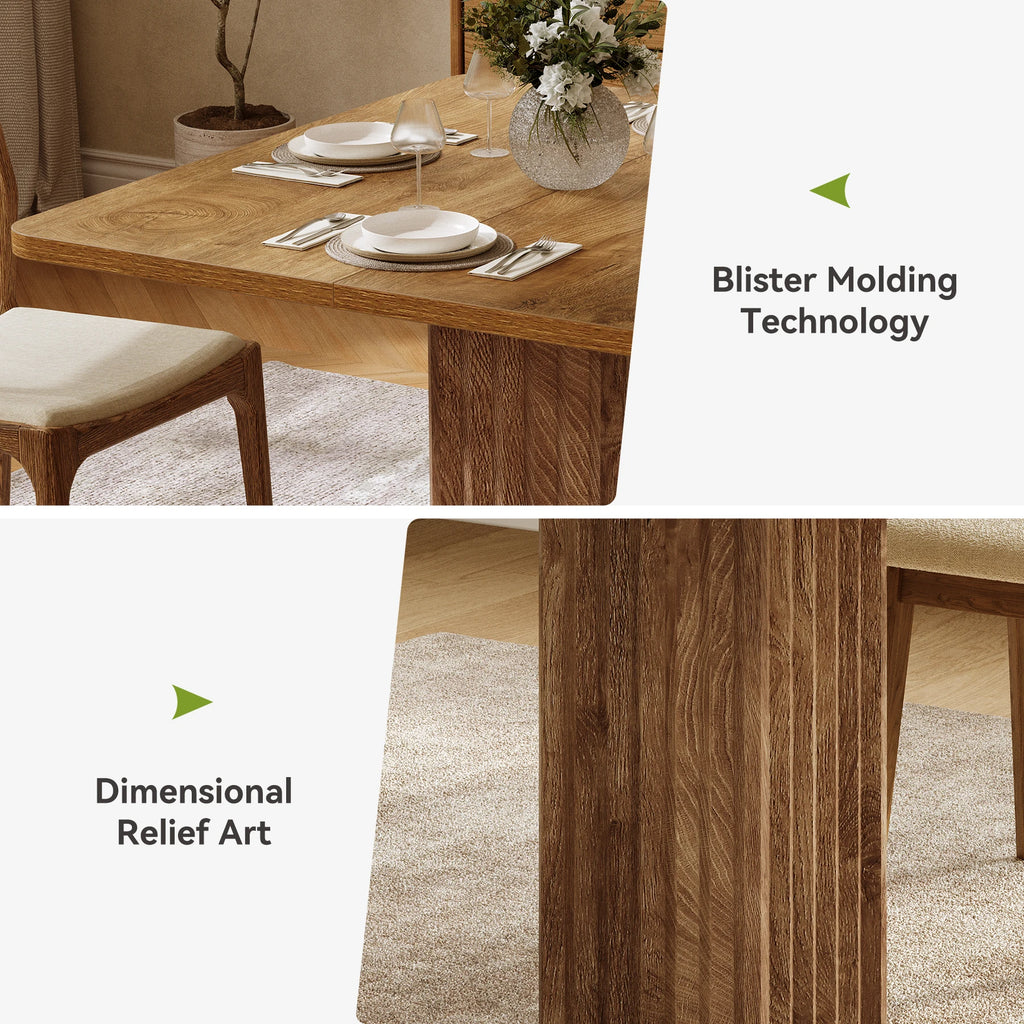 Dining Table for 4, 90 Cm X 80 Cm X 75 Cm Small Kitchen Table with Sturdy Base, Farmhouse Dinner Table for Dining Room, Living Room, Kitchen, Brown