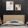 Wooden Queen Size Headboard Only, 64.5" Wide Farmhouse Headboards with Wall Mounted Fluted Panel & Wingback for Bedroom, Oak