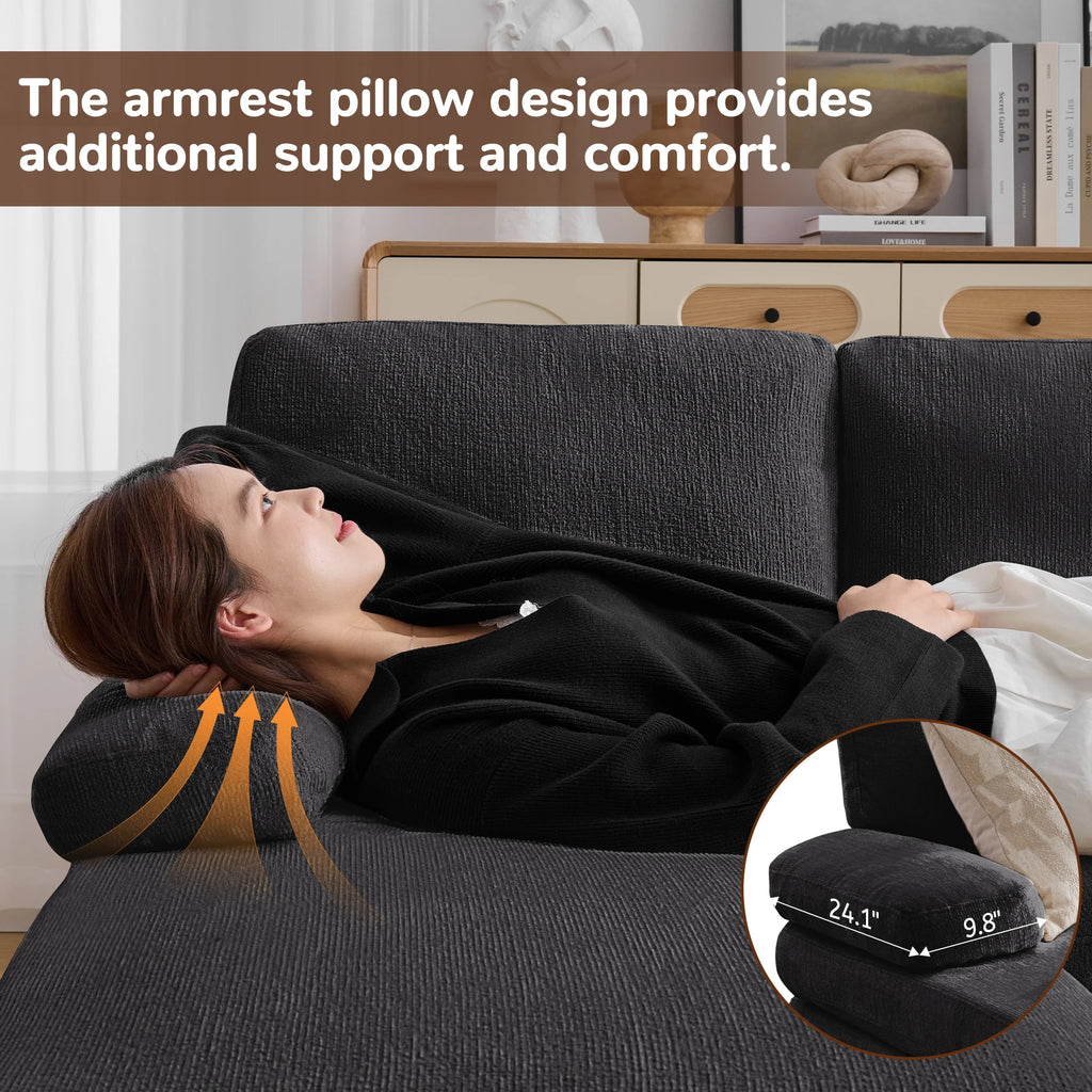 U-Shaped Sectional Sofa 4 Seater Lounge Sleeper with Removable Cushions Upholstered Couches for Living Room
