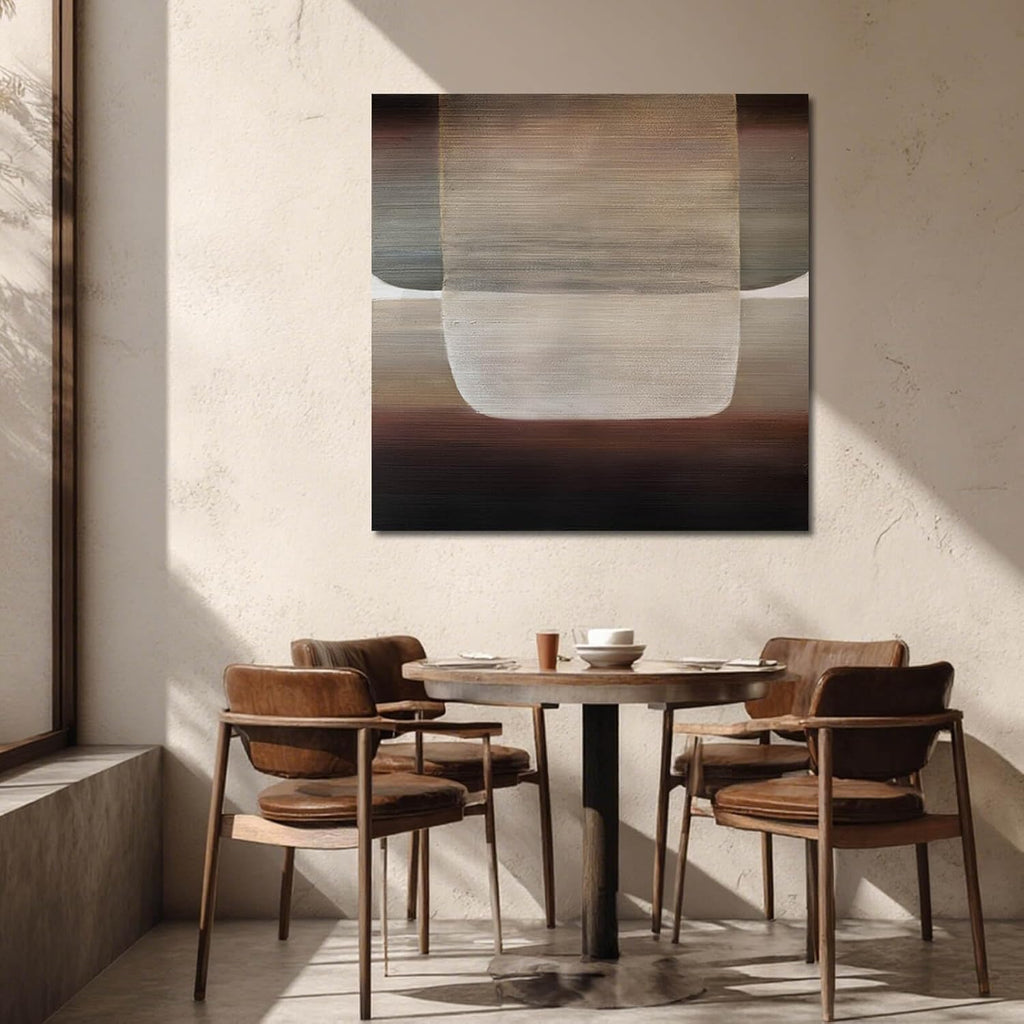 Neutral Abstract Textured Wall Art Oil Painting on Canvas, Modern Minimalist Wall Decor for Living Room, Bedroom & Office, 40X40 In