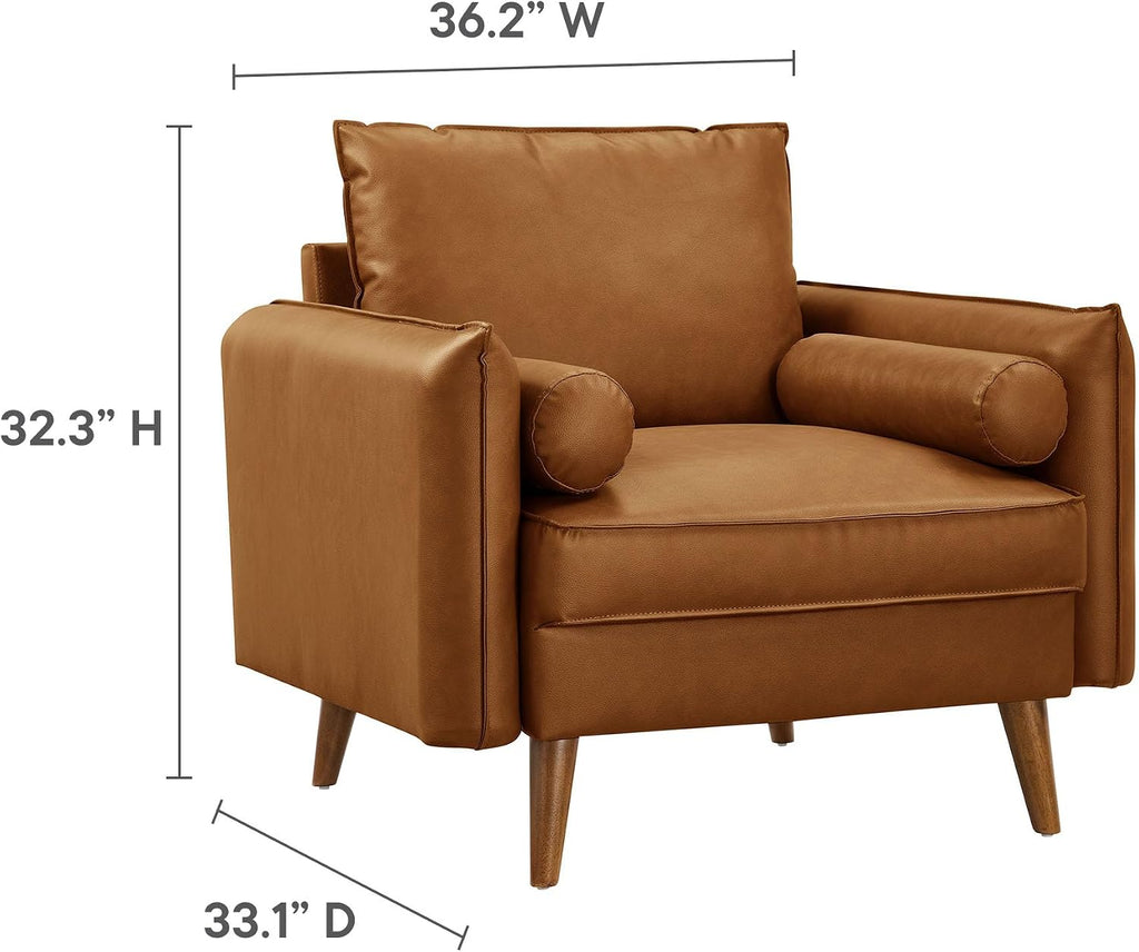 Tan faux leather accent armchair