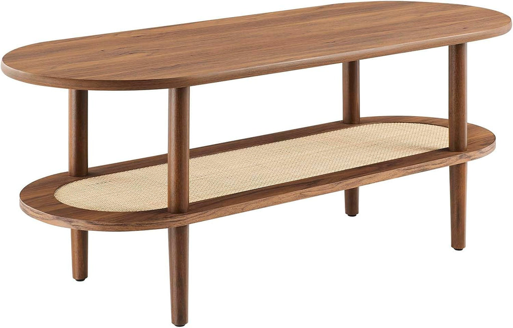 EEI-6526-WAL Torus Oval Coffee Table, Walnut