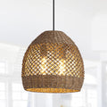 2-Light Rattan Pendant Light Boho Wicker Chandelier | 13.78" Handwoven Bamboo Lights Fixture ,Seagrass Ratan Hanging Lamp for Dining Kitchen Island Living Room Bedroom