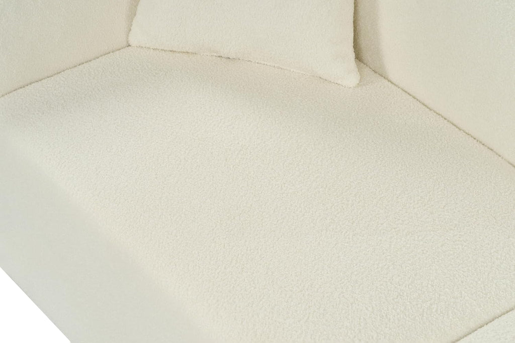 Sabbo 87.50" Boucle Upholstered Couch, Oversized 2 Seater Sofa, Curved Soft Seating Lounge Sofa Chair, Cozy Loveseat with Armrest, Reading Sofa for Living Room Home Rest, Beige