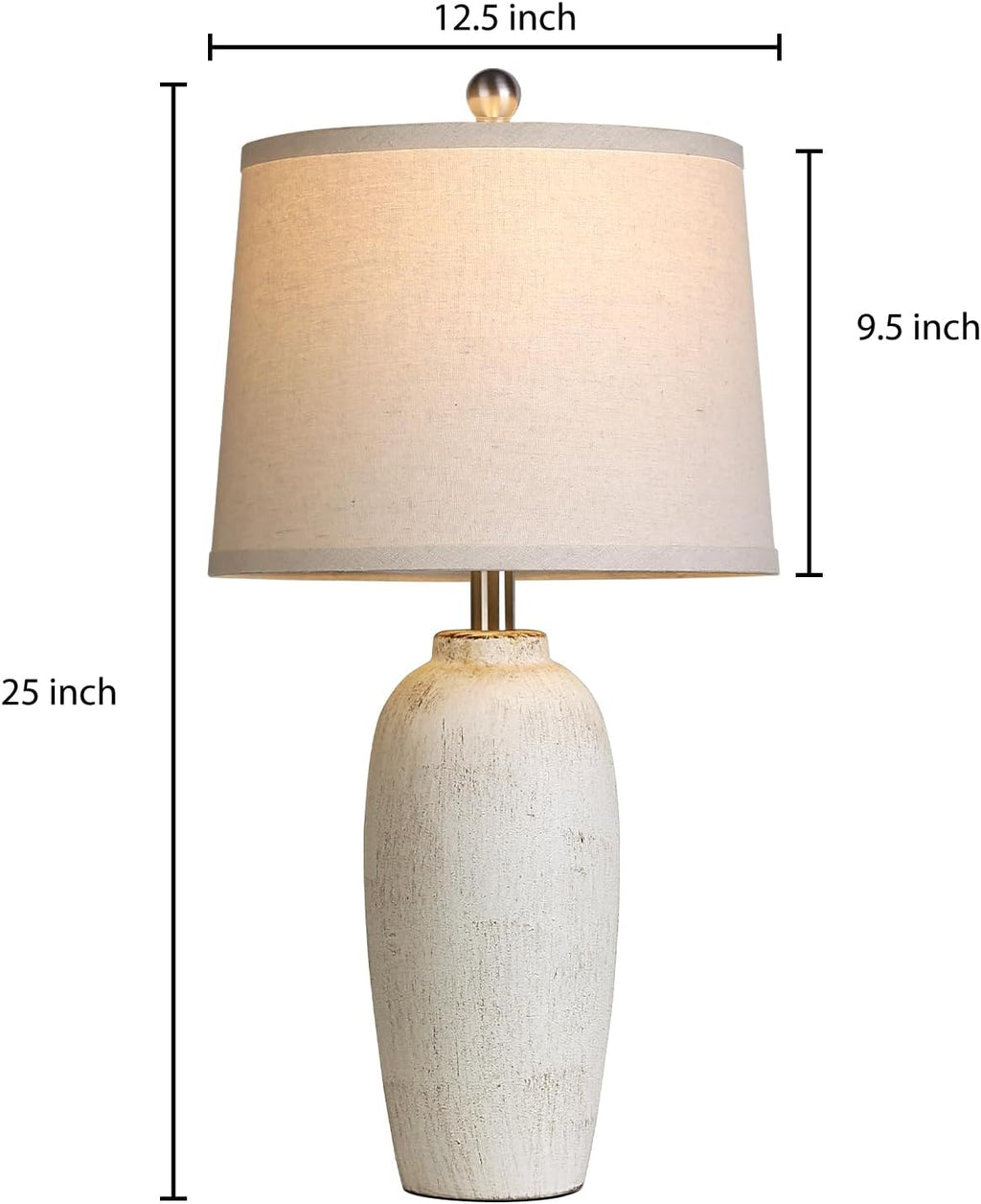 Jar Table Lamps Set of 2, 25" Ceramic Bedside Lamps for Bedroom, Beige Farmhouse Nightstand Lamps for Living Room