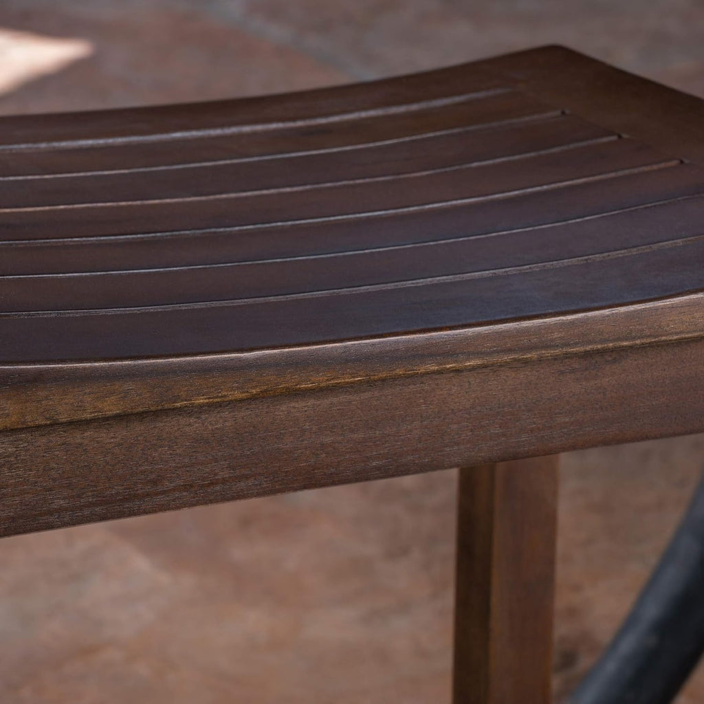 Amantani Outdoor Acacia Wood Counter Stools, 2-Pcs Set, Mahogany Brown