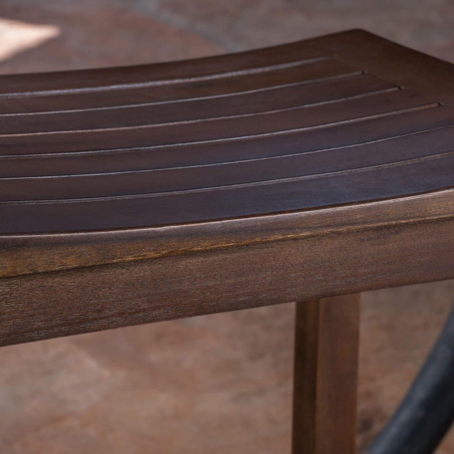 Amantani Outdoor Acacia Wood Counter Stools, 2-Pcs Set, Mahogany Brown