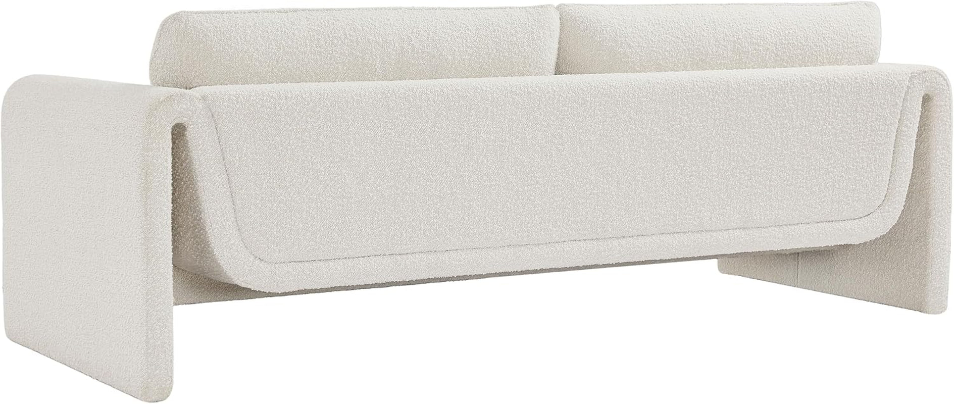 Cream boucle sofa with curved arms