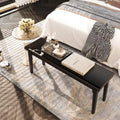 Wooden Entryway Bench, 47’’ Indoor End of Bed Bench, 100% Solid Oak Wood (Black)