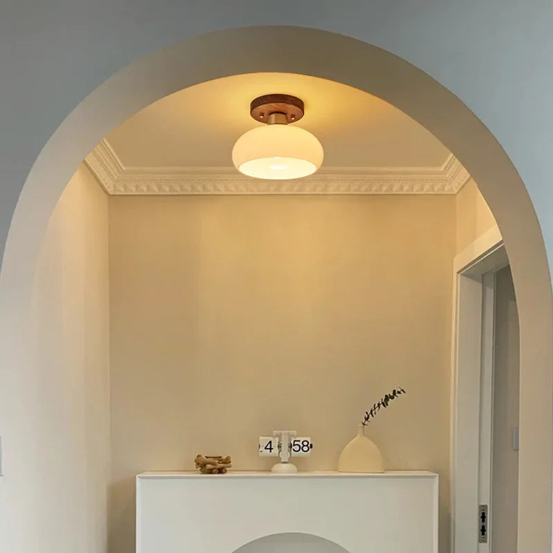New Chinese Corridor Corridor Light Luxury Walnut Brass Chinese Ceiling Light Retro Entrance Door Porch Balcony Light