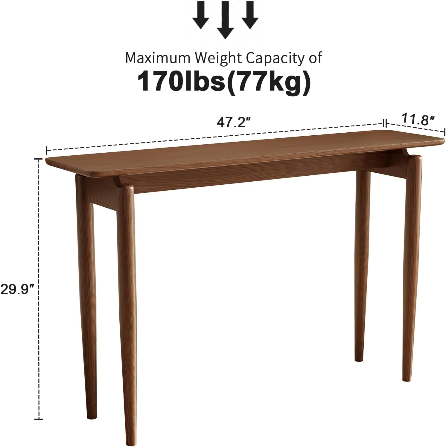 Wood Console Table Walnut Entryway Table, Thin Console Table, Sofa Tables for Living Room (47.2'')