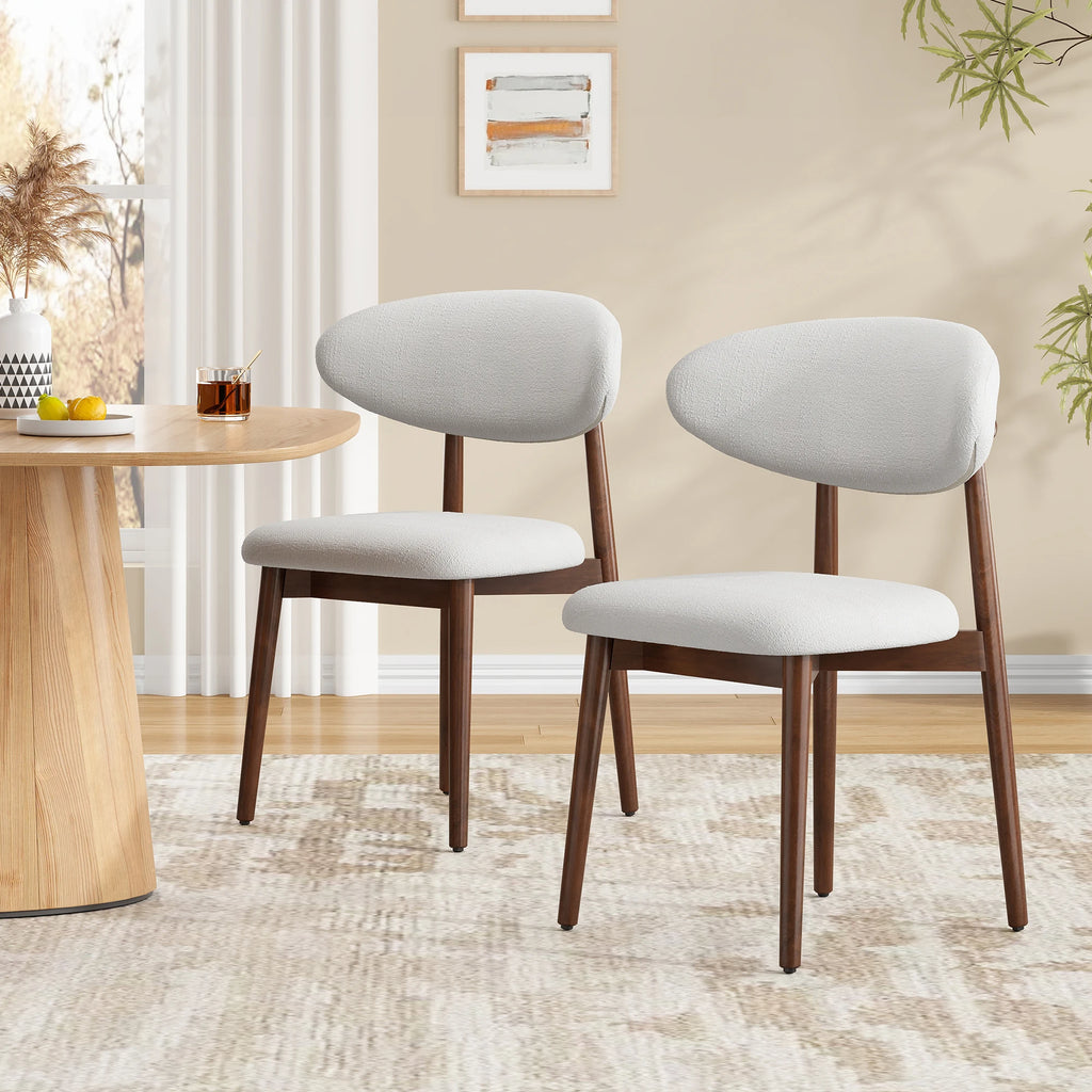 Upholstered solid wood dining chairs set of two