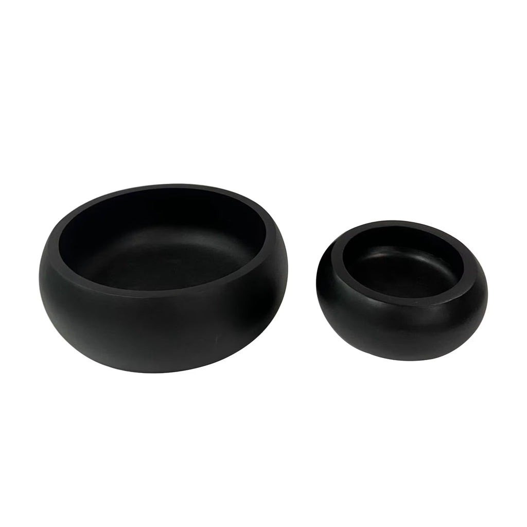 Small Wood Serving Bowl, Black, 2-Pack