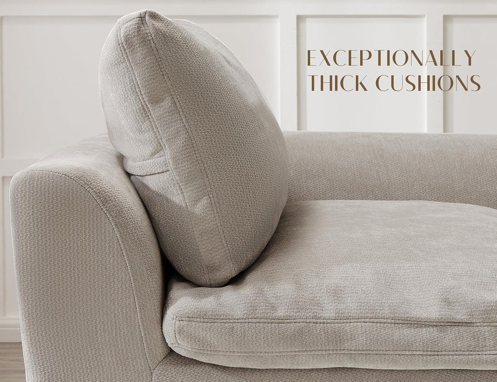 110" Cloud Sectional Couches for Living Room, Boneless L-Shape Couch with Ottoman, 3 Seater Modular Sectional Sofa, Light Grey