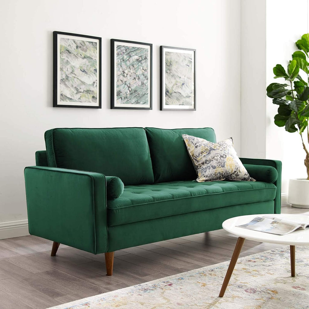 EEI-3764-GRN Valour Performance Velvet Sofa, Green
