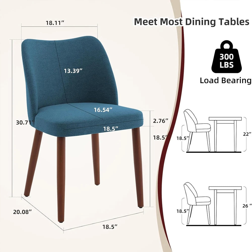 Leather Dining Chairs Set of 2 Upholstered PU Dining Chair with Wood Legs, Wing Backrest, Wooden Kitchen Chairs with Thick Cushi