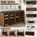 Shoe Storage Bench with Cushion 16 Cubby Shoe Rack Multifunctional Shoe Organizer Bench for Entryway Hallway Living Room Bedroom