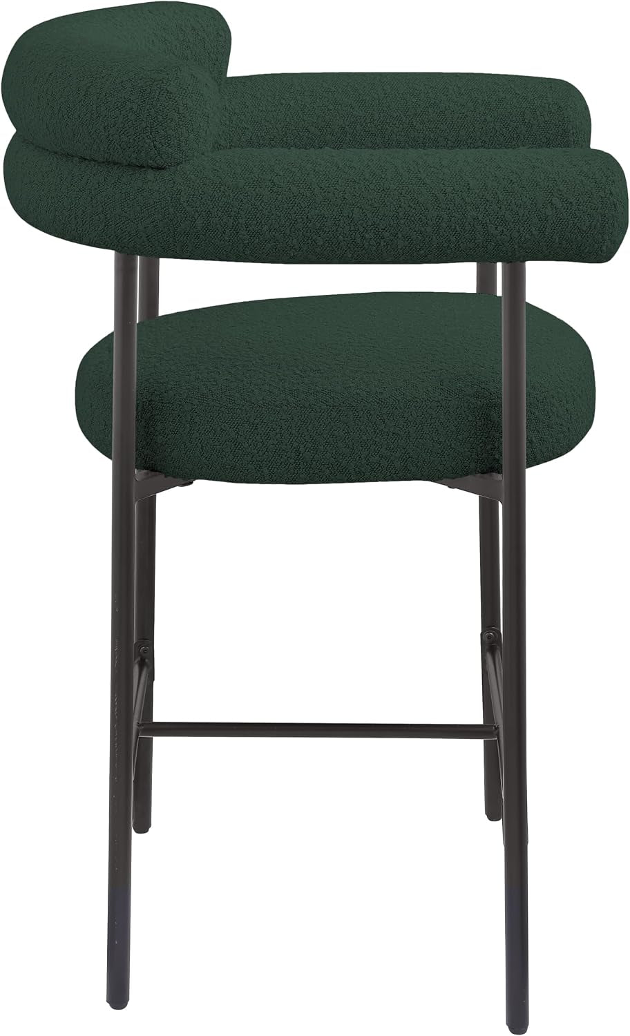 Meridian Furniture 986Green-C Blake Collection Modern | Contemporary Counter Stool with Rich Green Boucle Fabric, Matte Black Iron Metal Frame, 26" W X 23.5" D X 38" H, Green, Set of 2