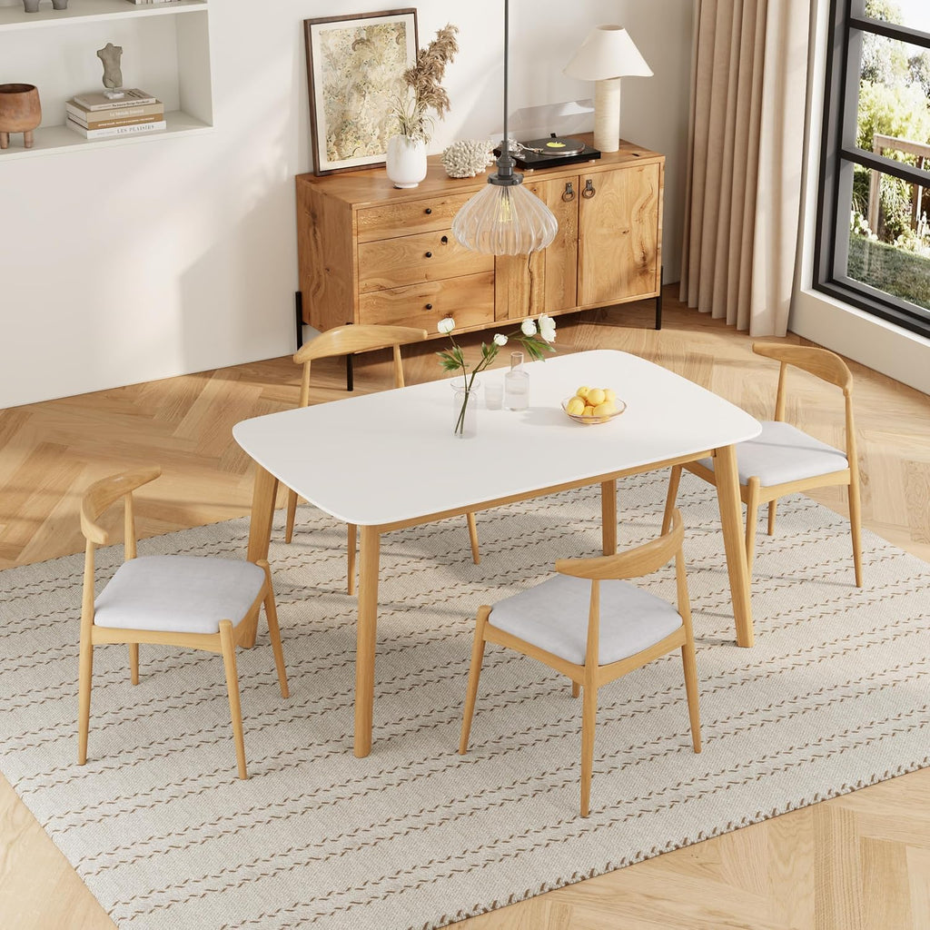 Natural oak dining table with white top