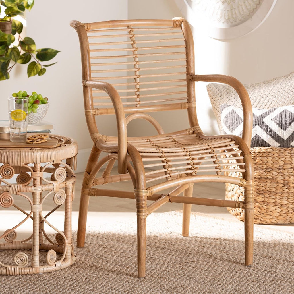 Seminyak Modern Bohemian Natural Rattan Accent Chair