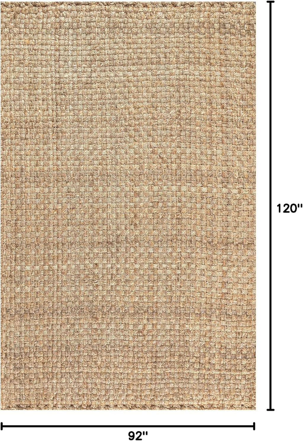 Estera Hand Woven Boucle Chunky Jute Natural Indoor Area Rug, 8X10, Bohemian, Transitional, Easy-Cleaning for Living Room, Bedroom, Kitchen, Pet Friendly, Non-Shedding (NFR102A-8)