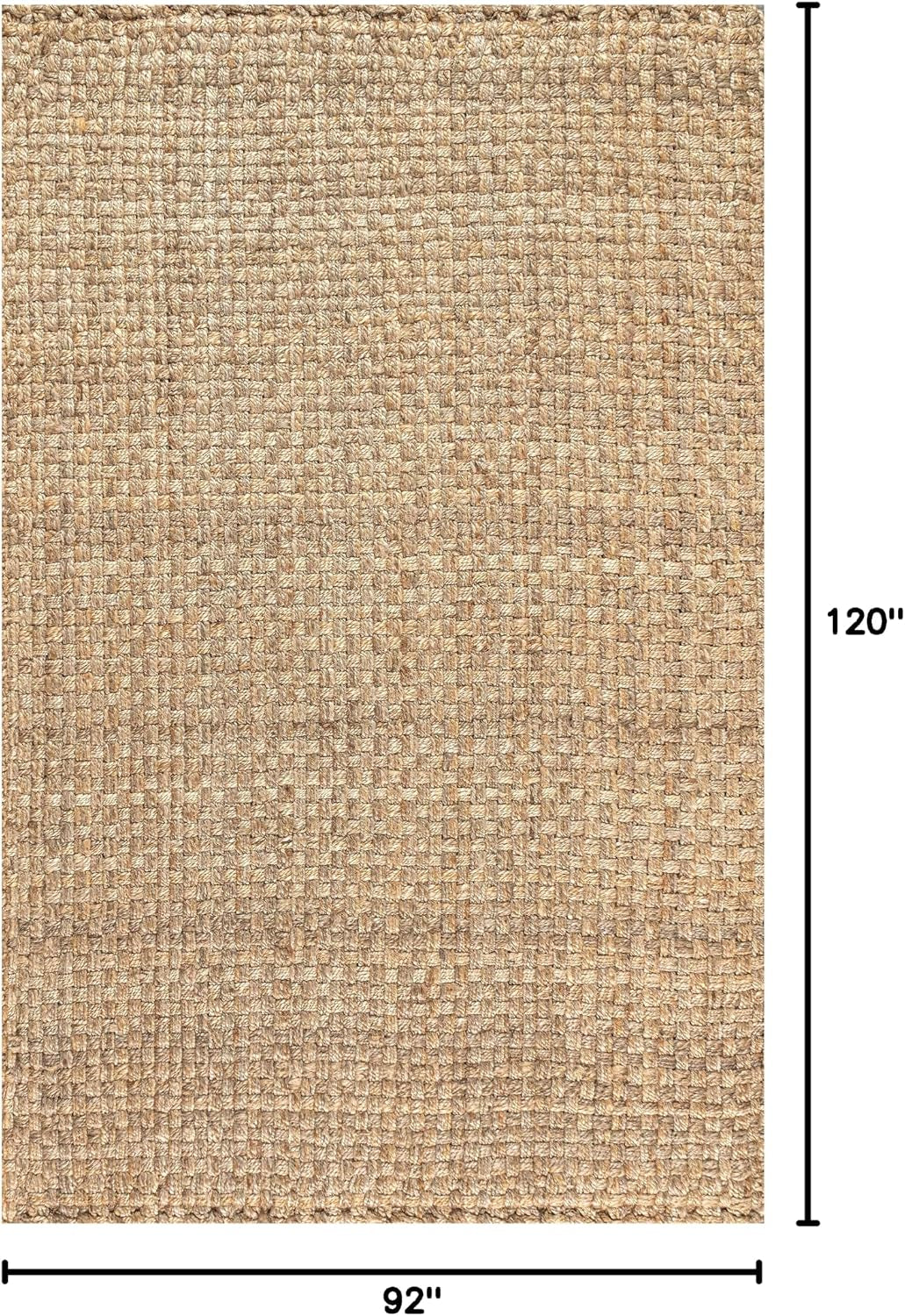 Estera Hand Woven Boucle Chunky Jute Natural Indoor Area Rug, 8X10, Bohemian, Transitional, Easy-Cleaning for Living Room, Bedroom, Kitchen, Pet Friendly, Non-Shedding (NFR102A-8)