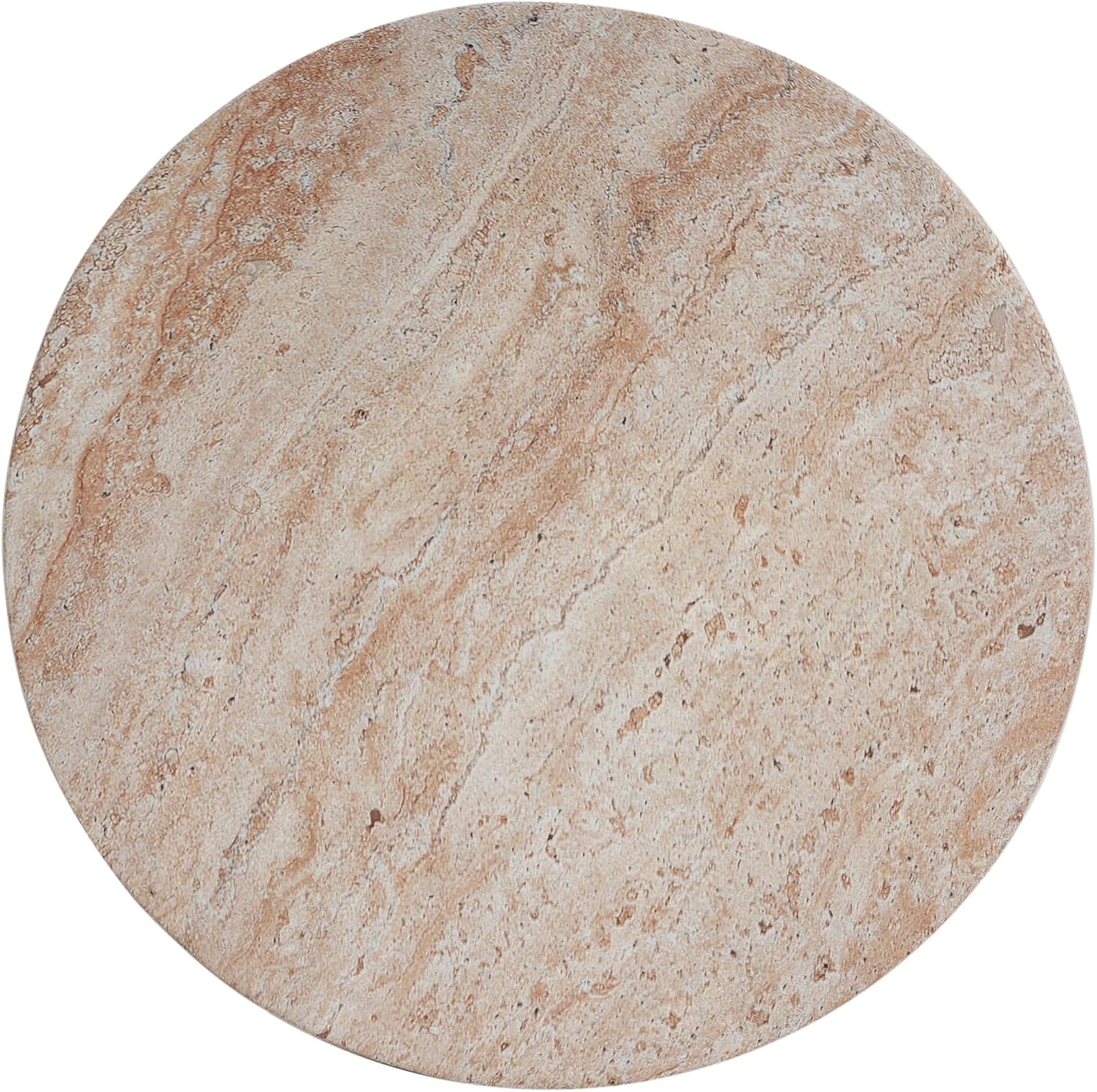 Outdoor Lightweight Concrete Side Table 15.5" Dx18 H Hourglass round Indoor Accent Table Weather Resistant End Table for Patio, No Assembly Required, Travertine Finish, Beige