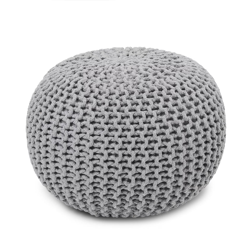 ·  · round Pouf Ottoman - Hand Knitted Cable Boho Poof Home Décor Pouffe Circular Footrest for Living Room - Nursery - Bedroom - Lounge 100% Cotton (19.5”X19.5”X14”) - Gray, Set of 2