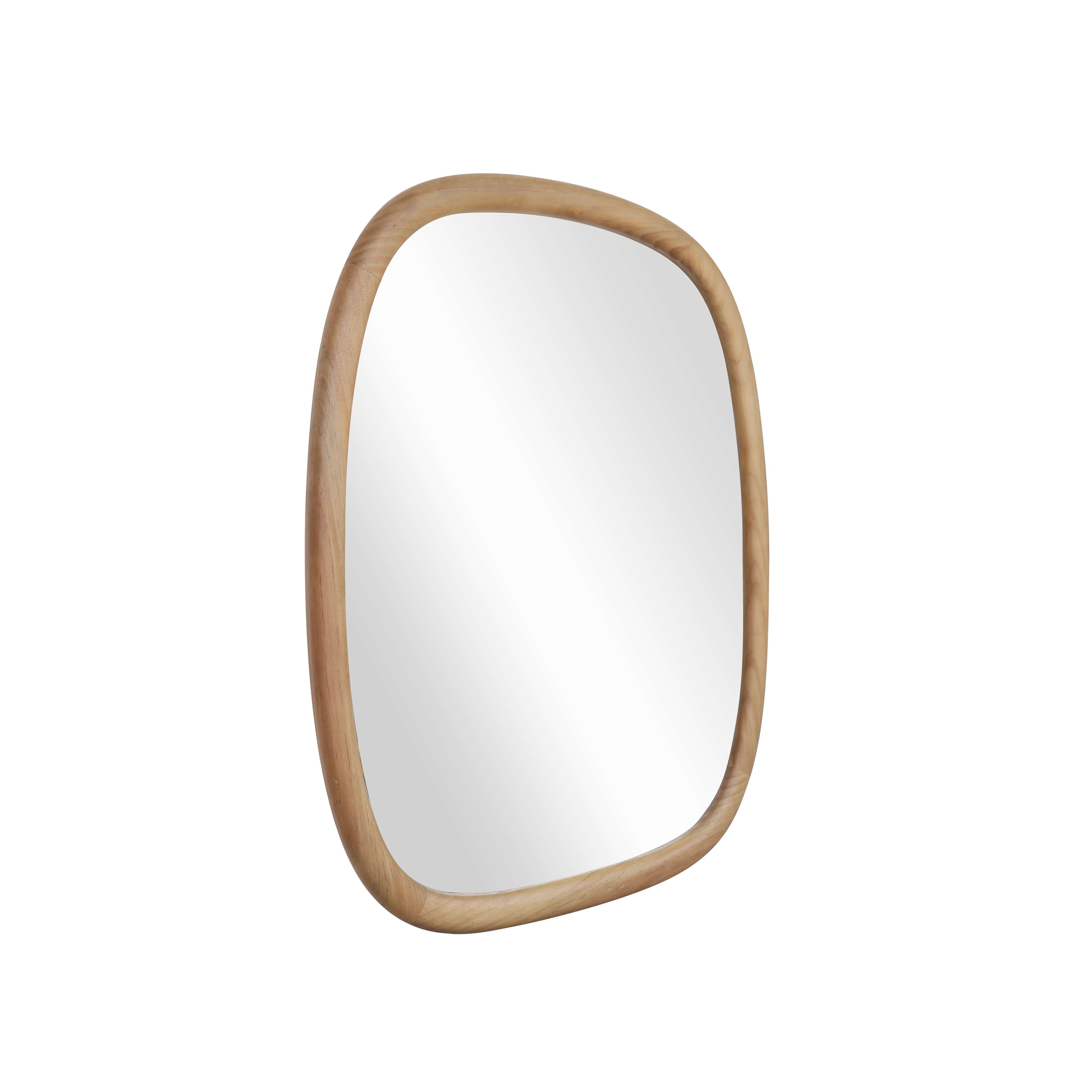 Soft Organic Wood Frame Wall Mirror, 24X30 Inch, Natural