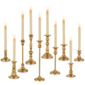 Set of 10 Gold Candlestick Holders, Tall Metal Taper Candle Holder for Candlestick Dinning Table Centerpiece Mantel Decoration