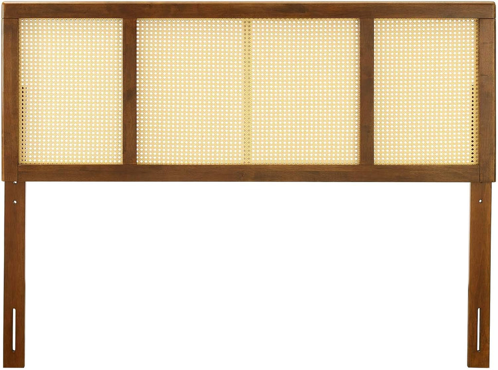 Walnut cane woven rattan headboard